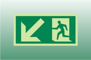 Photoluminescent Exit Sign Down Left - Fire Safety Signs